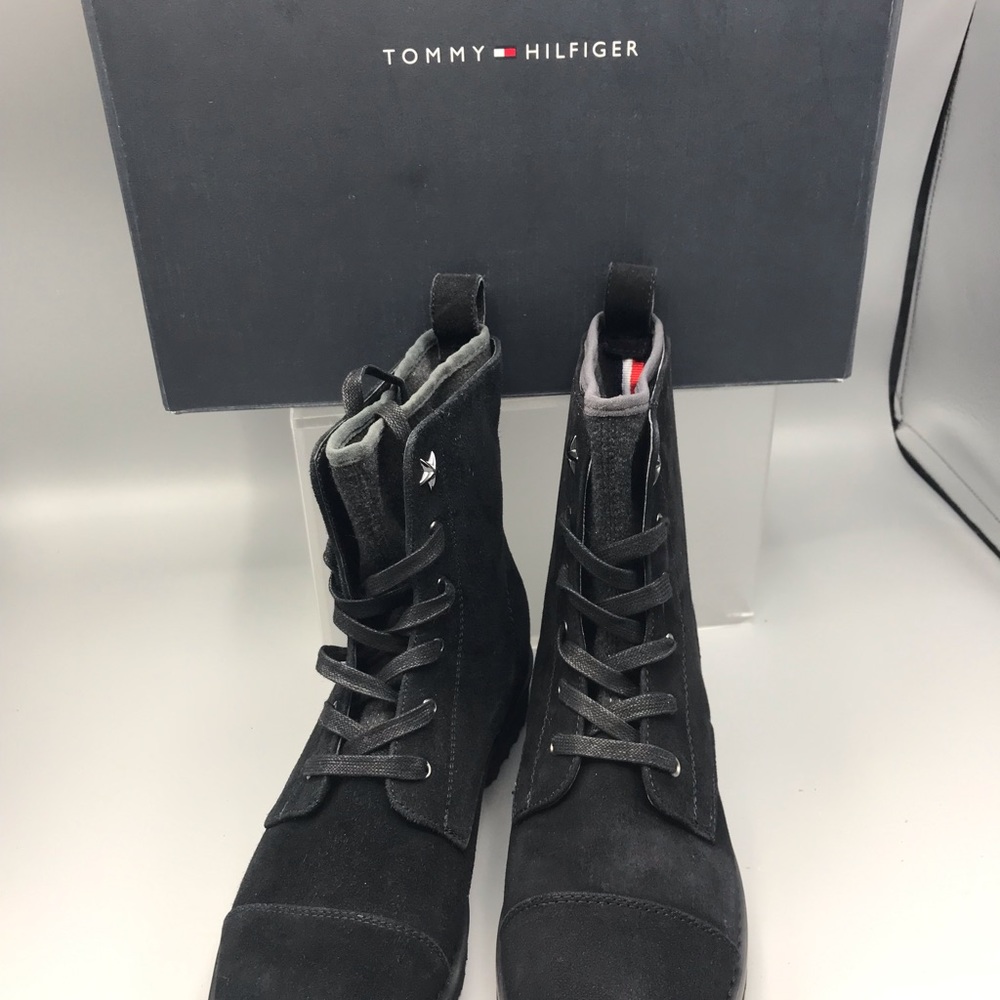 Tommy Hilfiger Combat Black suede Boot Women’s - Picture 3 of 7